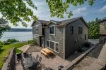Outdoor patio with view of Keuka Lake, private lakefront 